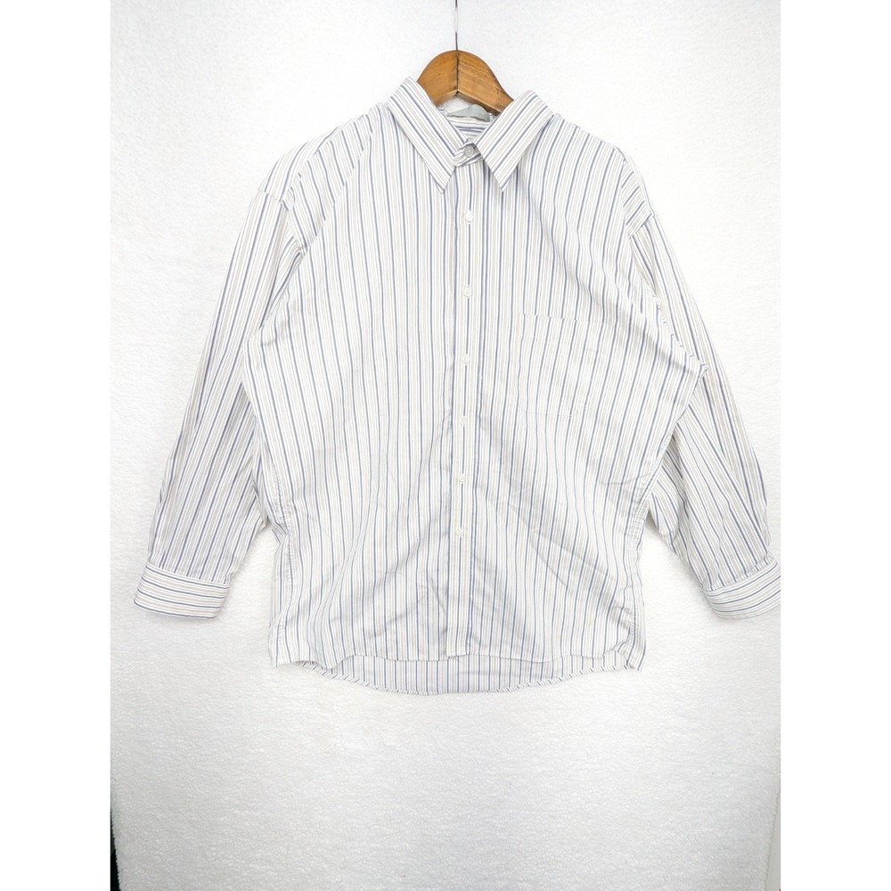 Stafford Executive Women'sPinpoint Oxford White Striped Dress Shirt 17.5 Size 35